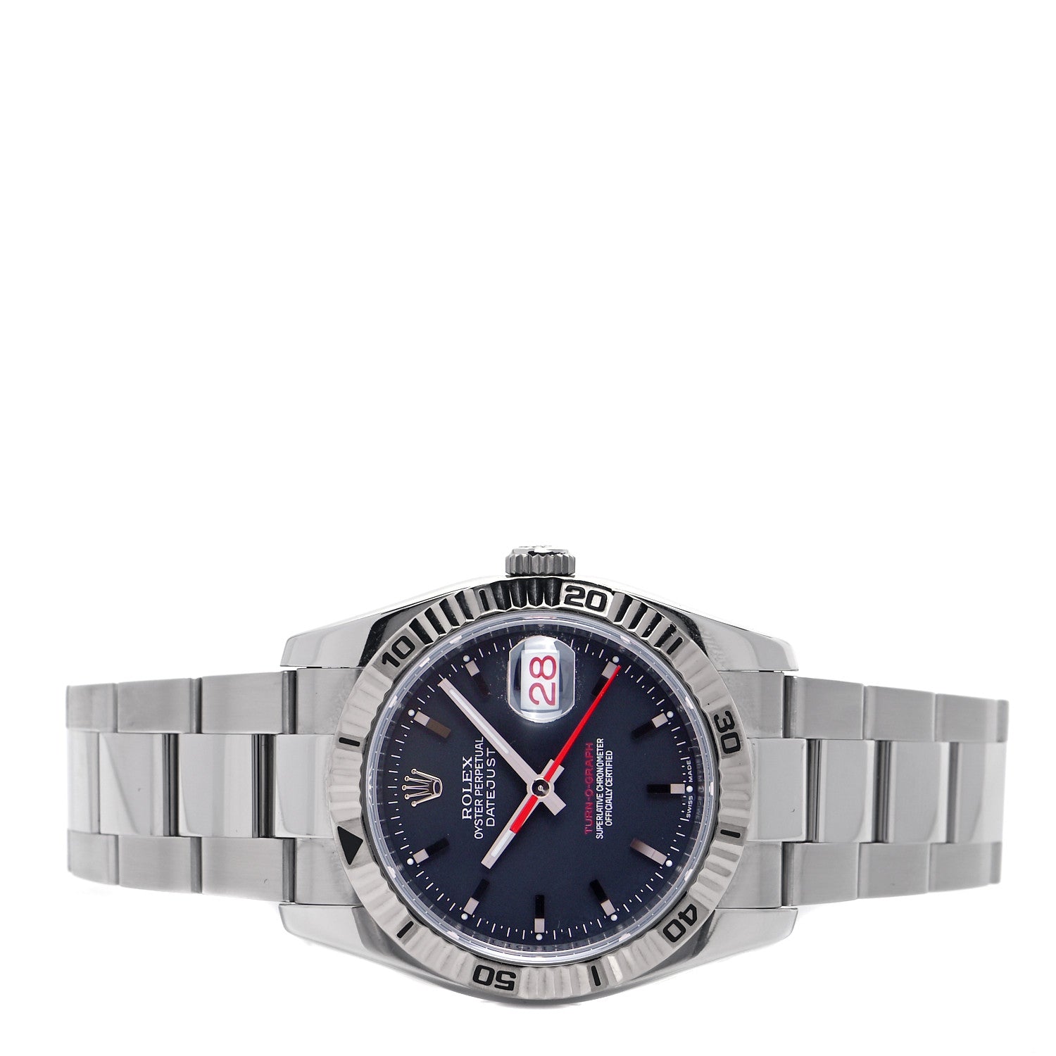 Rolex Stainless Steel 18K White Gold 36mm Oyster Perpetual Datejust Turn-O-Graph Watch Black 116264 2 of 5