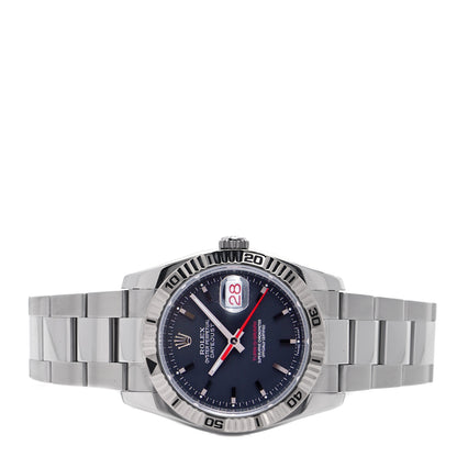 Rolex Stainless Steel 18K White Gold 36mm Oyster Perpetual Datejust Turn-O-Graph Watch Black 116264 2 of 5