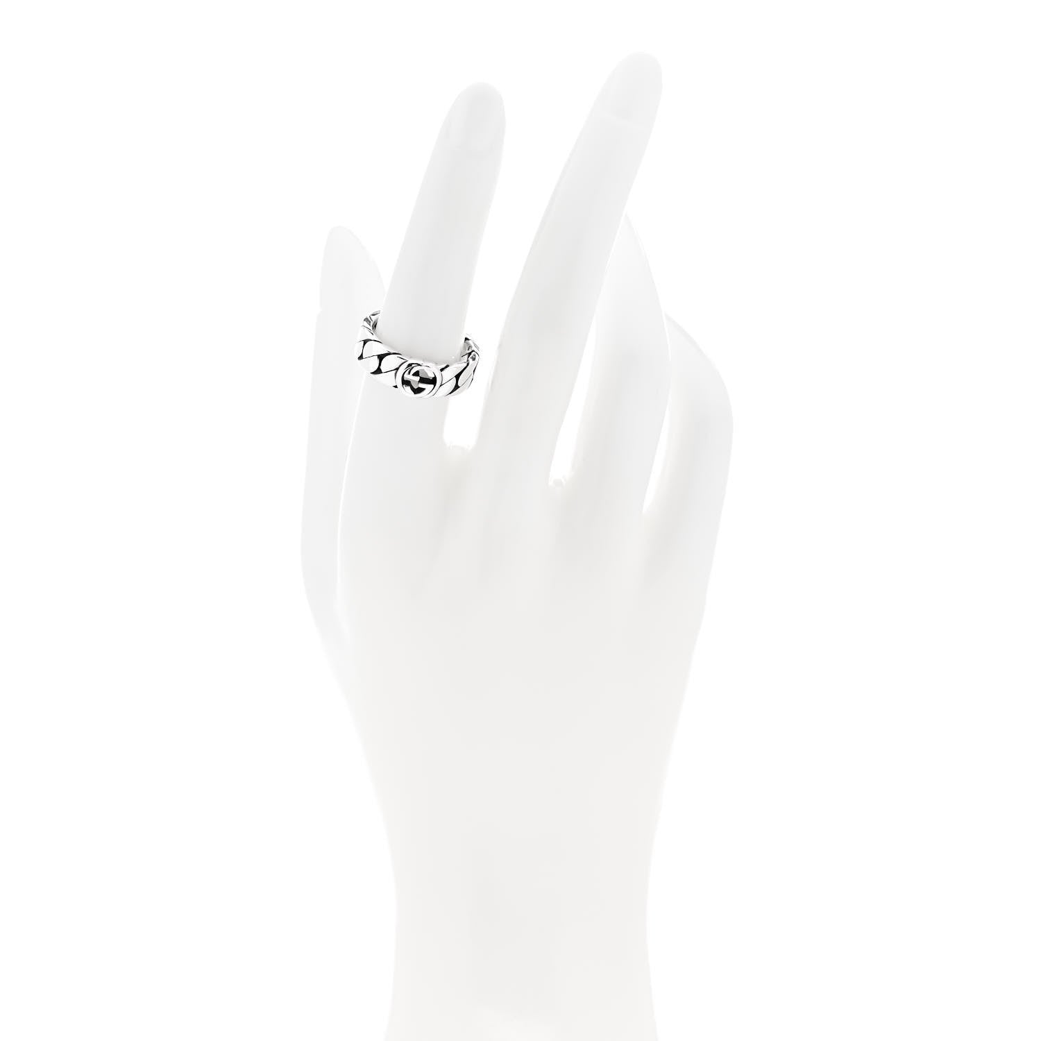 Gucci Sterling Silver Interlocking G Chainlink Band Ring 54 7 2 of 6