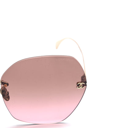 Chanel Titanium Polarized Rimless Square Sunglasses 4271-T Gold Pink 5 of 8