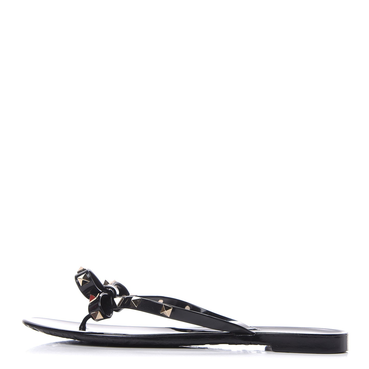 PVC Jelly Rockstud Bow Thong Sandals 41 Black