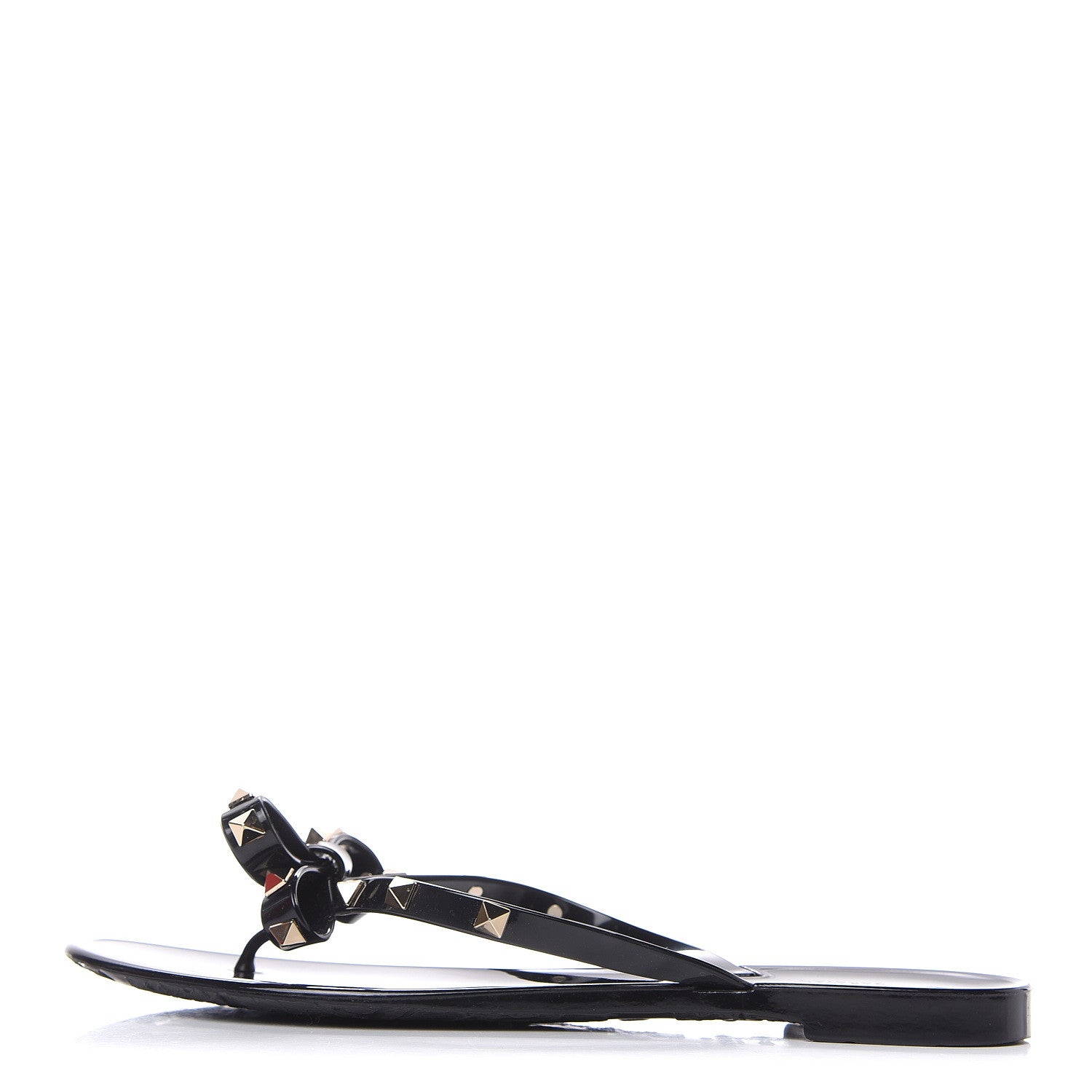 Valentino Garavani PVC Jelly Rockstud Bow Thong Sandals 41 Black 1 of 8