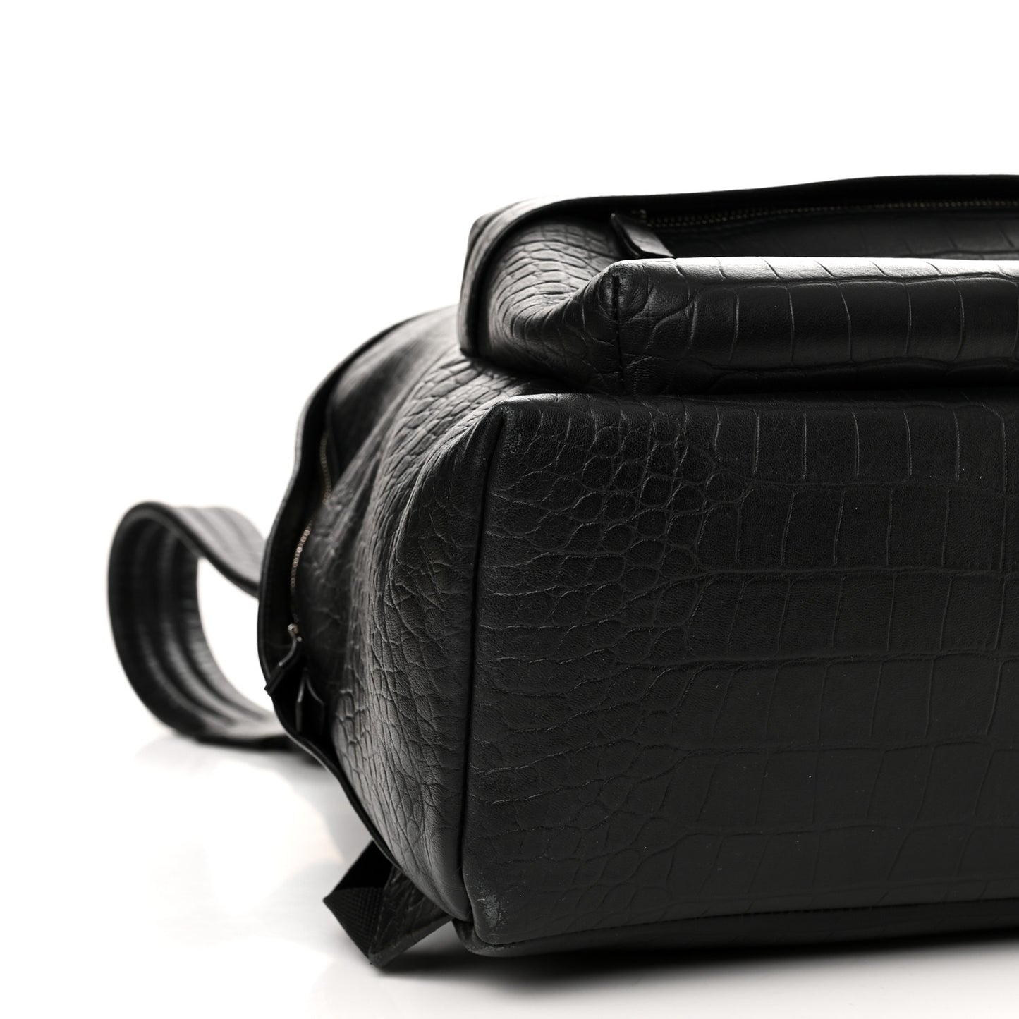 Calfskin Logo Crocodile Embossed Everyday Backpack Black