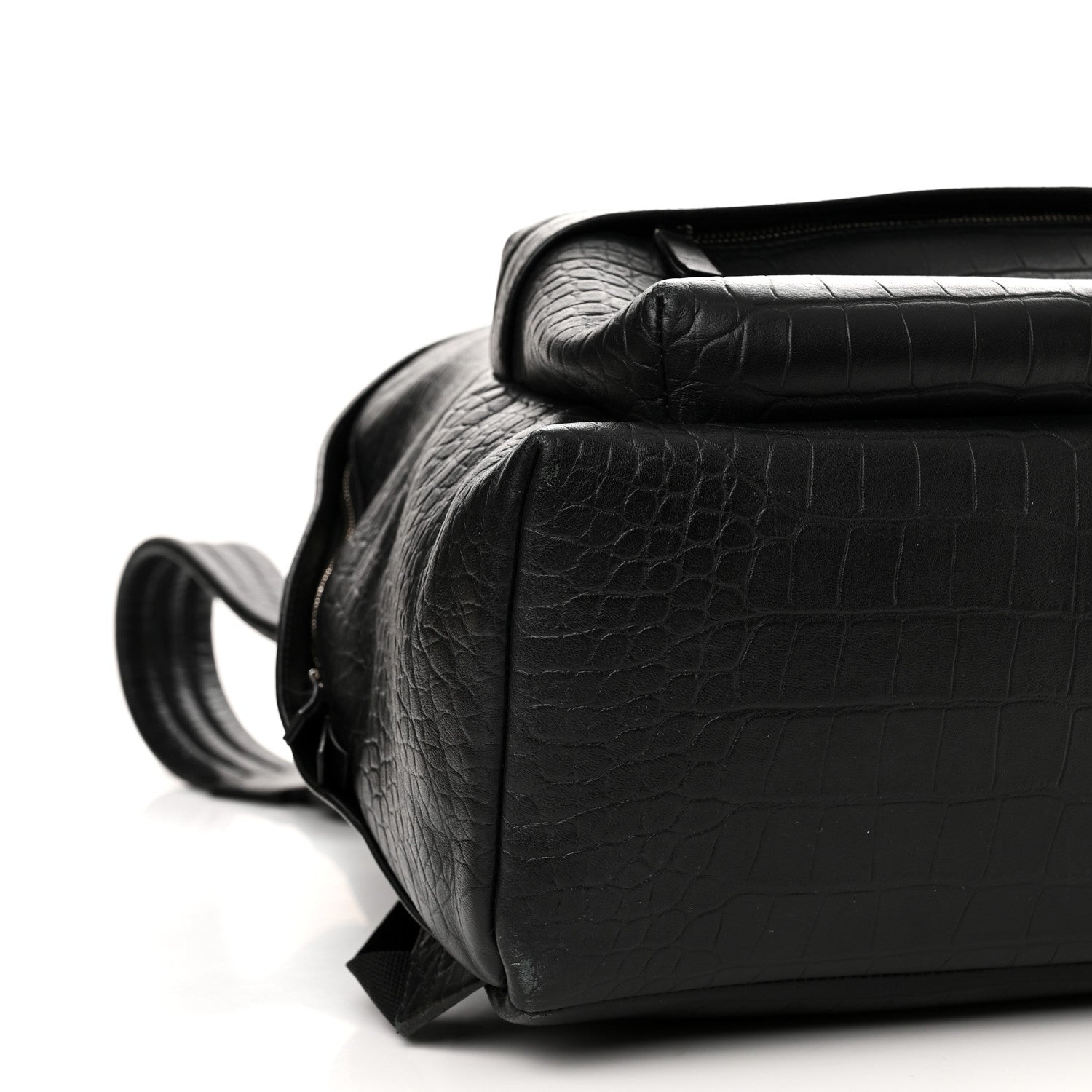 Balenciaga Calfskin Logo Crocodile Embossed Everyday Backpack Black 8 of 15