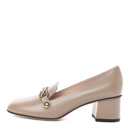 Gucci Malaga Kid Sylvie Web Chain Mid Heel Loafers 40.5 Mud 1 of 10
