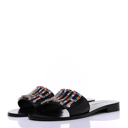 Christian Dior Calfskin Crystal Dio(r)evolution Slide Sandals 38 Black 3 of 14