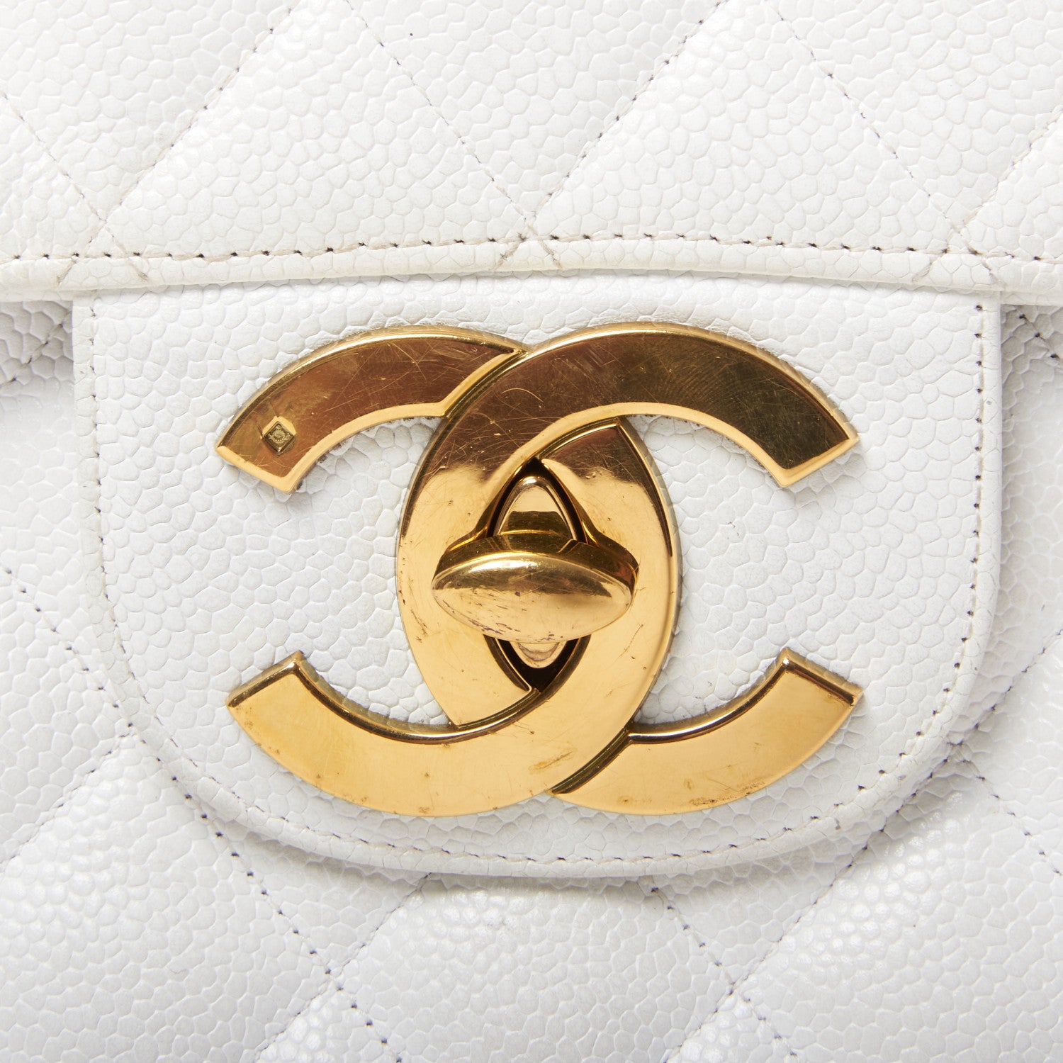 Chanel Caviar Quilted Jumbo Single Flap White 7 of 11