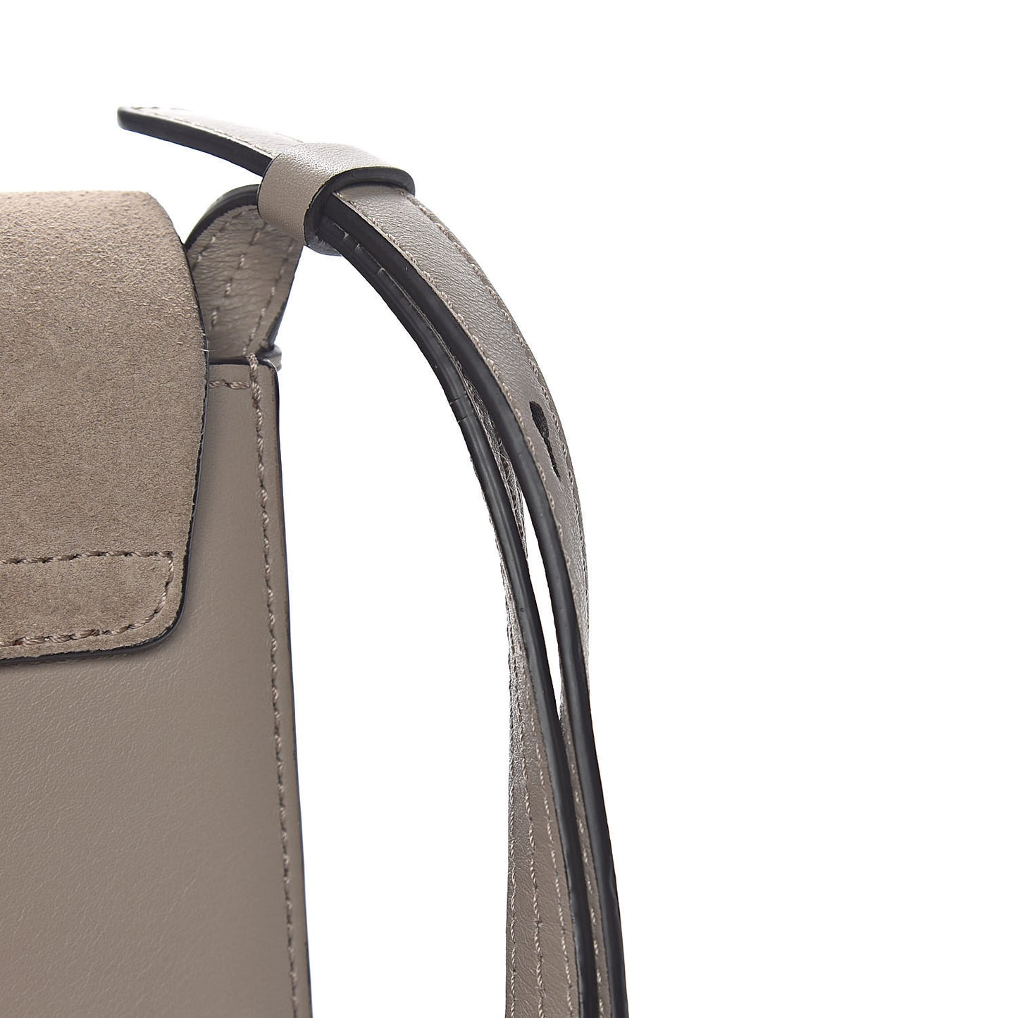 Suede Calfskin Small Faye Shoulder Bag Motty Grey