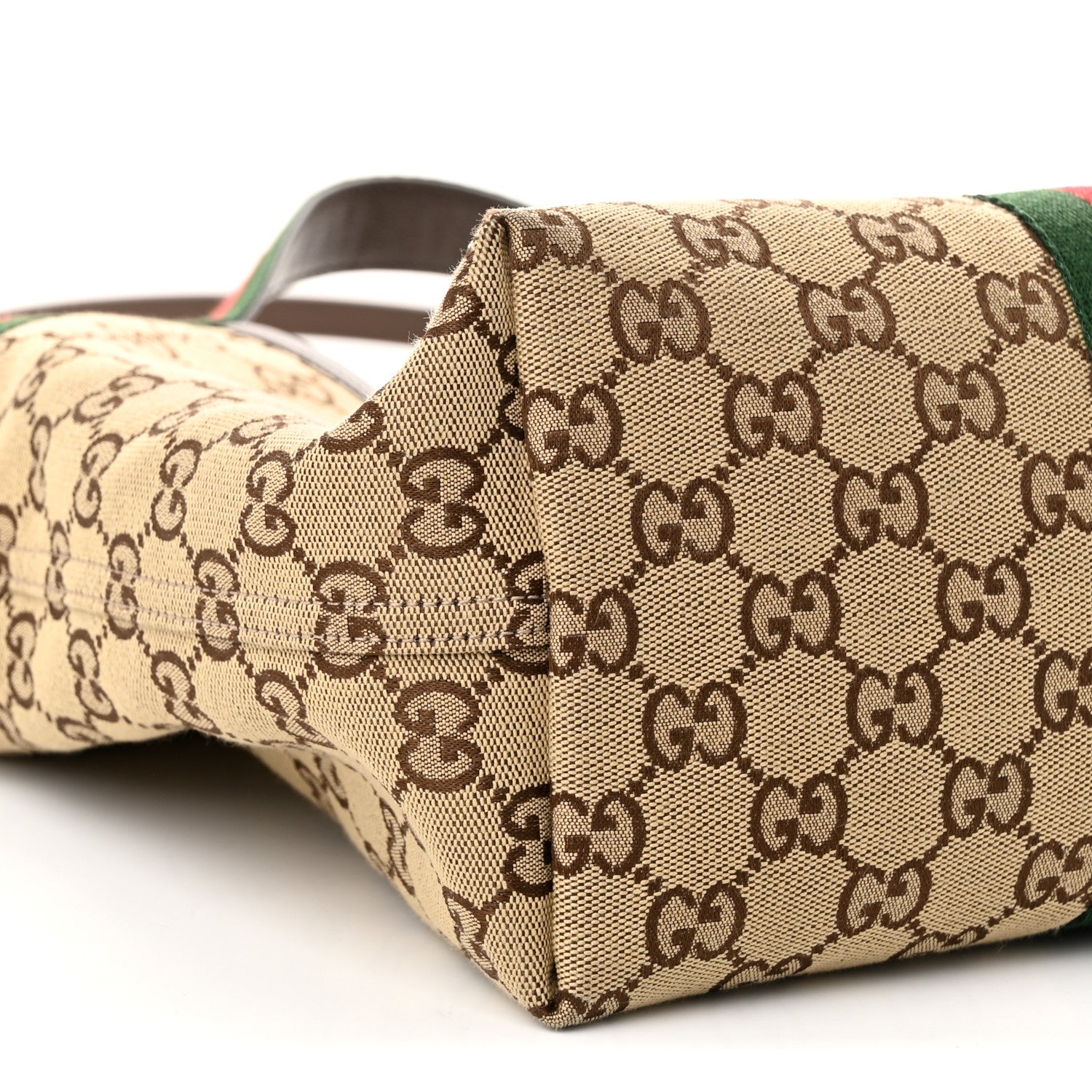 Gucci Monogram Web Small Giglio Tote Beige Dark Brown 9 of 10