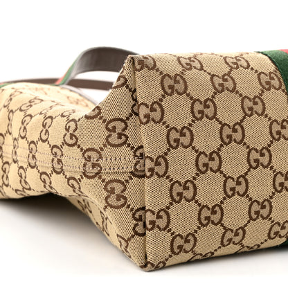 Gucci Monogram Web Small Giglio Tote Beige Dark Brown 9 of 10