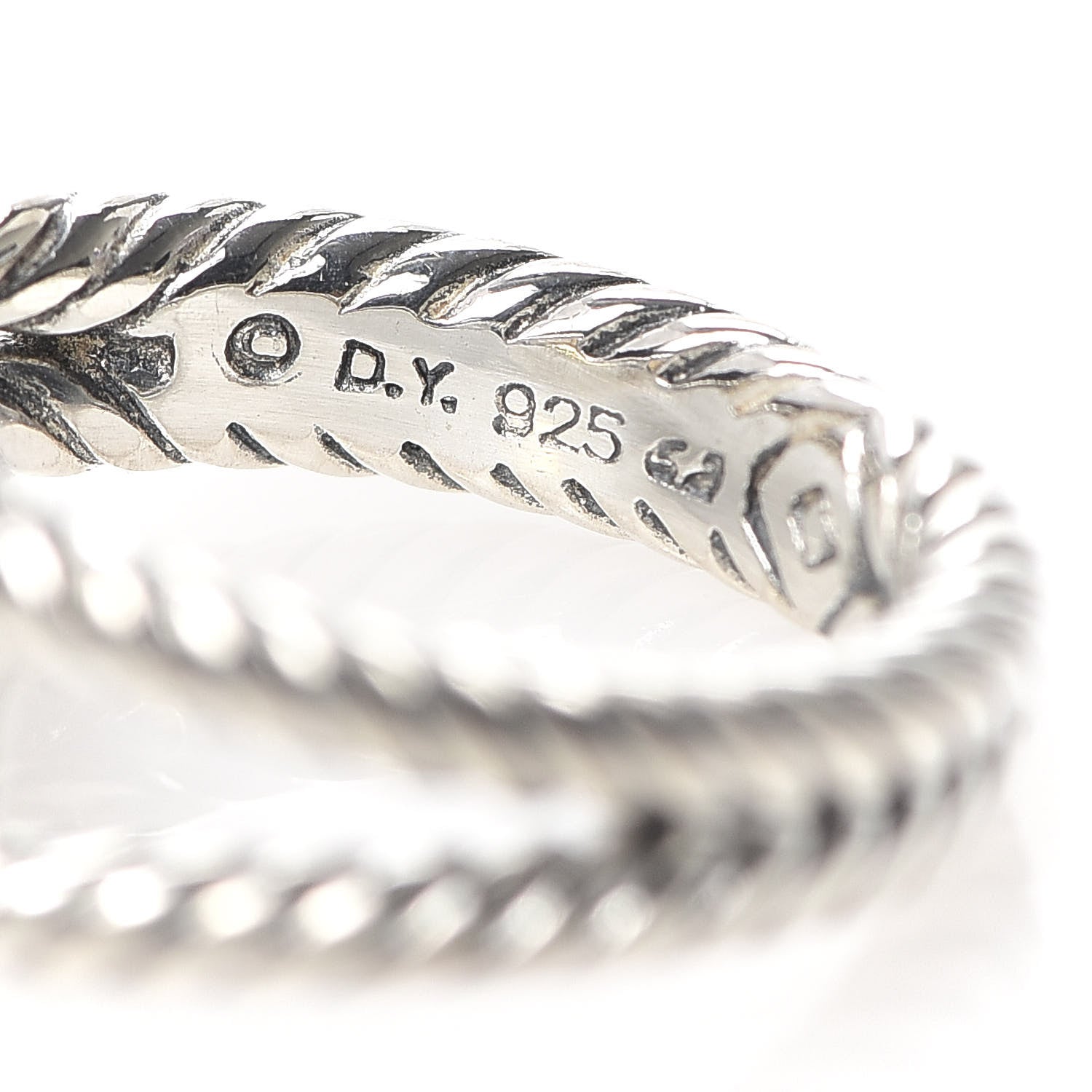David Yurman Sterling Silver Diamond Citrine 7mm Petite Albion Ring 50 5.5 5 of 5