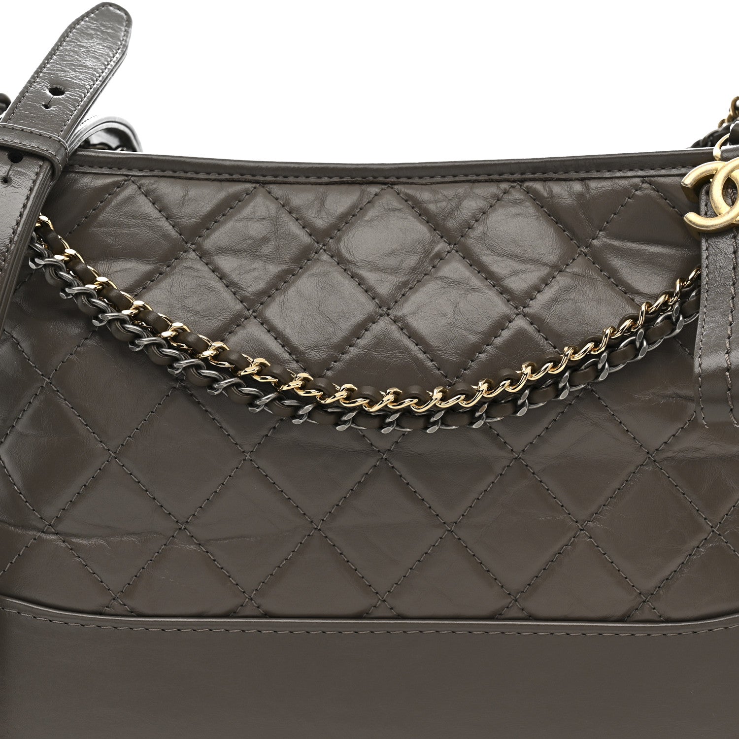 Chanel Aged Calfskin Quilted Medium Gabrielle Hobo Grey 8 of 10