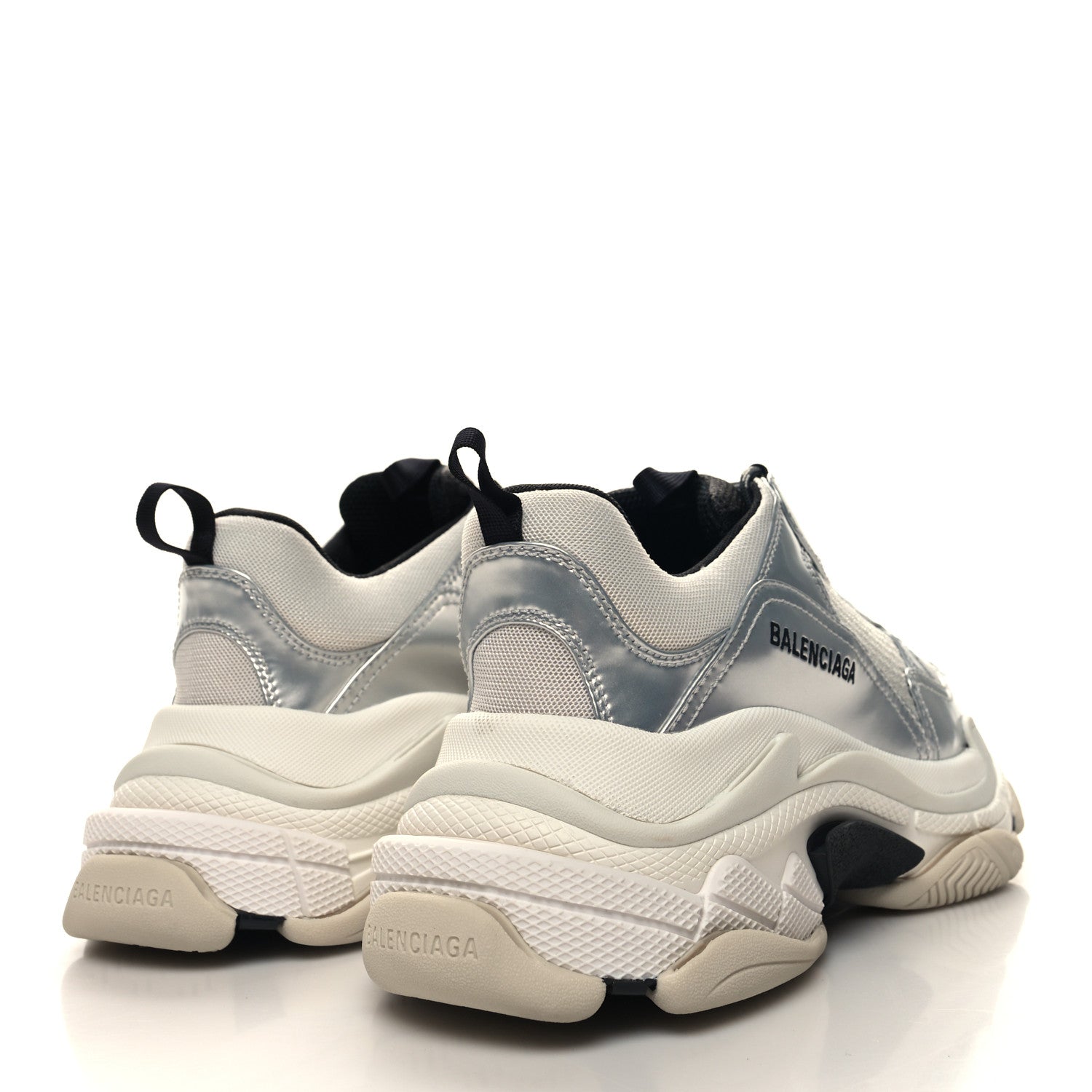Balenciaga Metallic Fabric Mesh Womens Triple S Sneakers 42 Grey Dark Grey Black 4 of 7