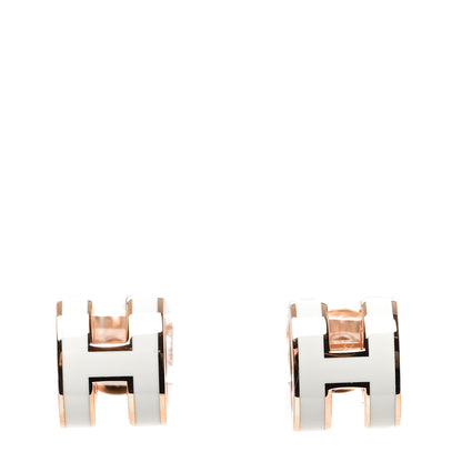 Hermes Rose Gold Lacquered Mini Pop H Earrings White 1 of 4