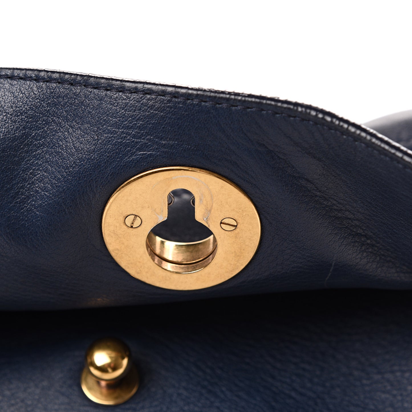 Calfskin Canvas Large Muse Two Navy