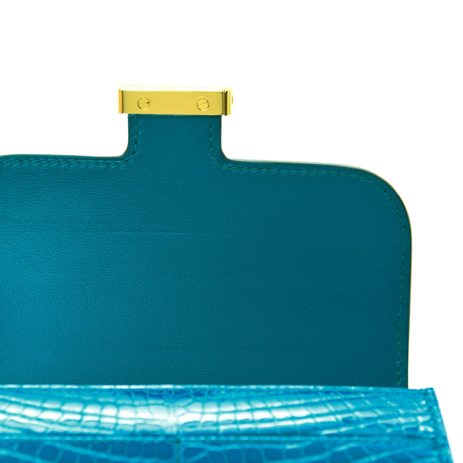 Hermes Shiny Alligator Constance Short Wallet Bleu Izmir 7 of 8