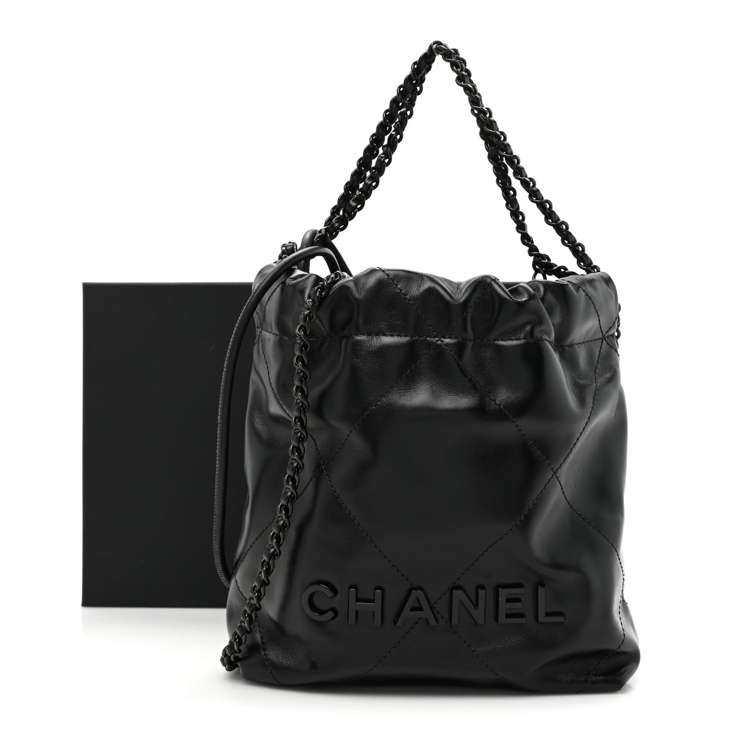 Shiny Calfskin Quilted Mini Chanel 22 So Black