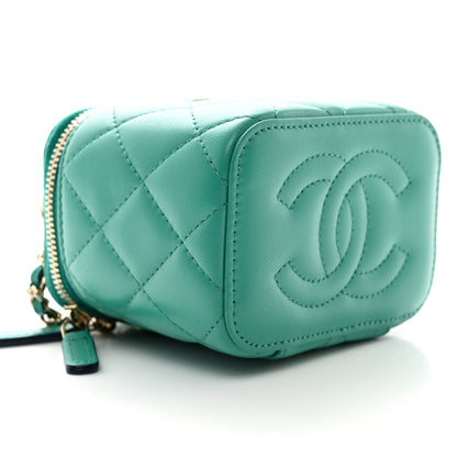 Chanel Lambskin Quilted Top Handle Mini Vanity Case With Chain Green 9 of 10