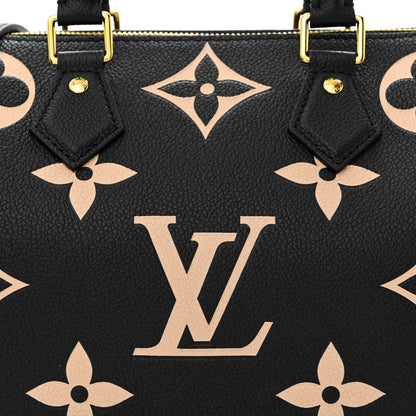 Louis Vuitton Empreinte Monogram Giant Speedy Bandouliere 25 Black Beige 7 of 9
