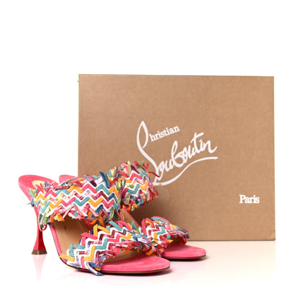 Christian Louboutin Nappa Velvet Suede Raffia Meroine 85 Sandals 40 Multicolor 8 of 8