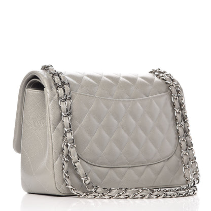 Chanel Caviar Quilted Jumbo Double Flap Grey 4 of 9