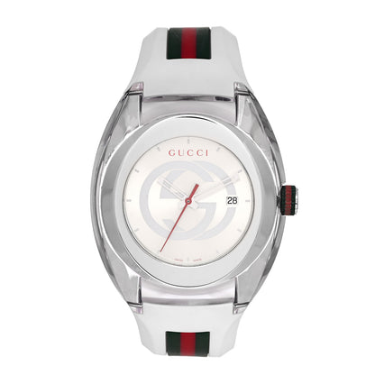 Gucci Stainless Steel Rubber 46mm Sync Web Quartz Watch White 1 of 6