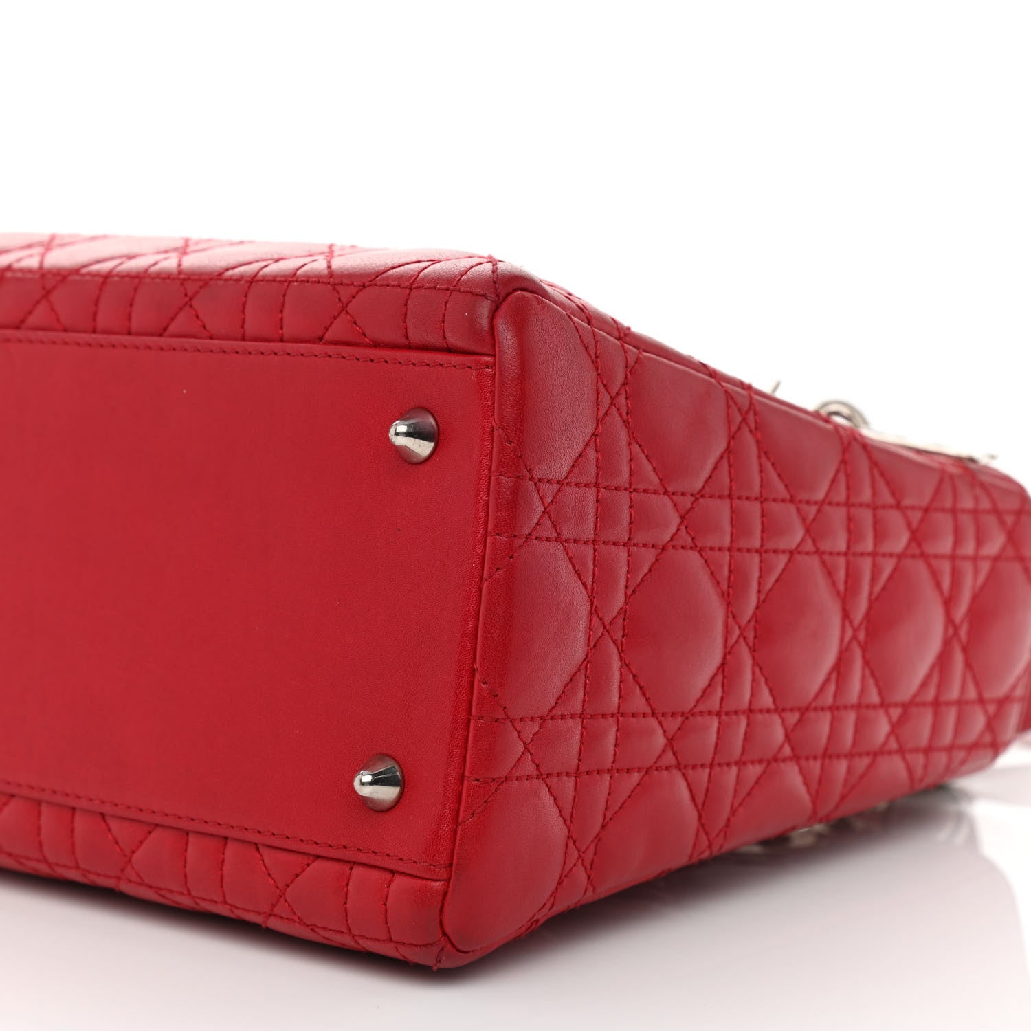 Christian Dior Lambskin Cannage Medium Lady Dior Red 9 of 10