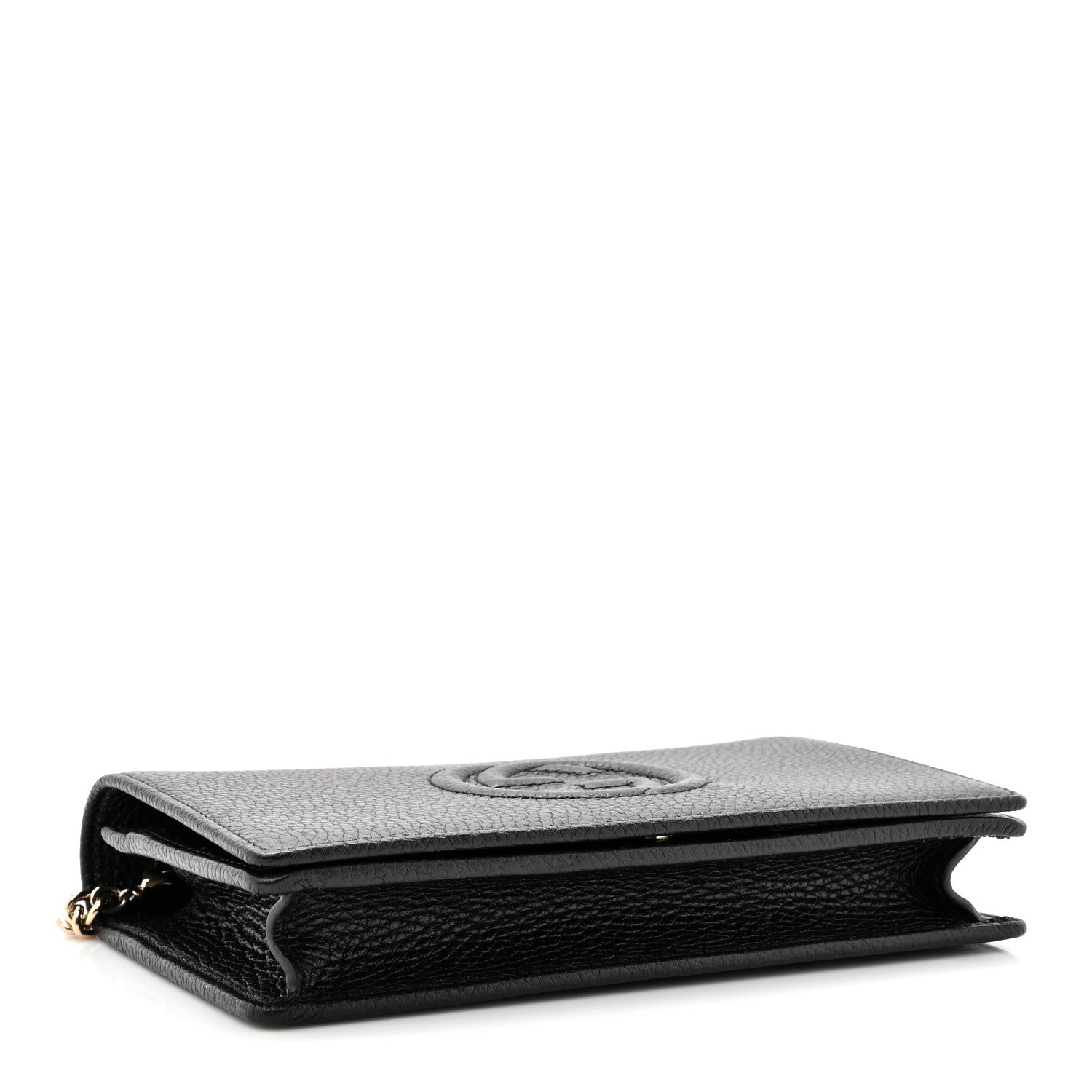 Gucci Pebbled Calfskin Soho Wallet On Chain Black 4 of 10