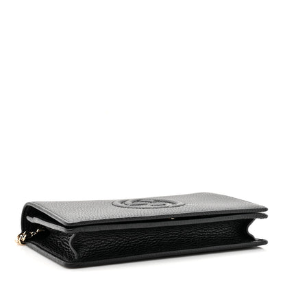 Gucci Pebbled Calfskin Soho Wallet On Chain Black 4 of 10