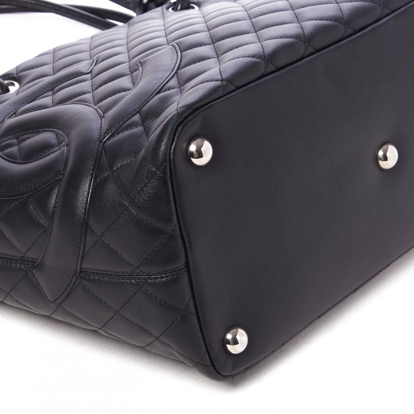 Calfskin Quilted Large Cambon Tote Black