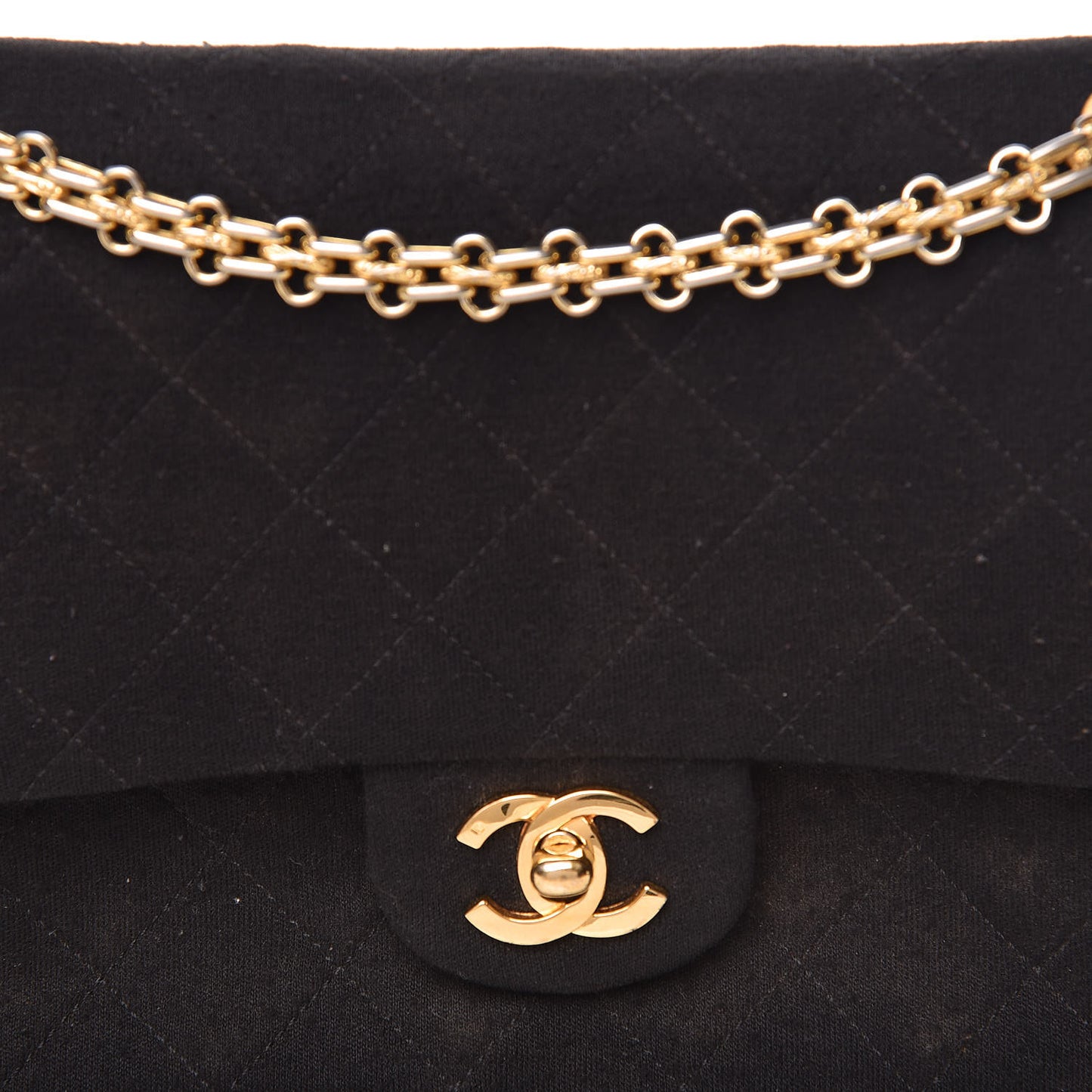 Jersey Quilted Medium Double Flap Black