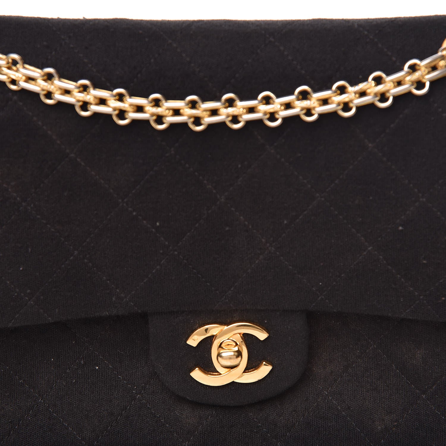 Chanel Jersey Quilted Medium Double Flap Black 15 of 17