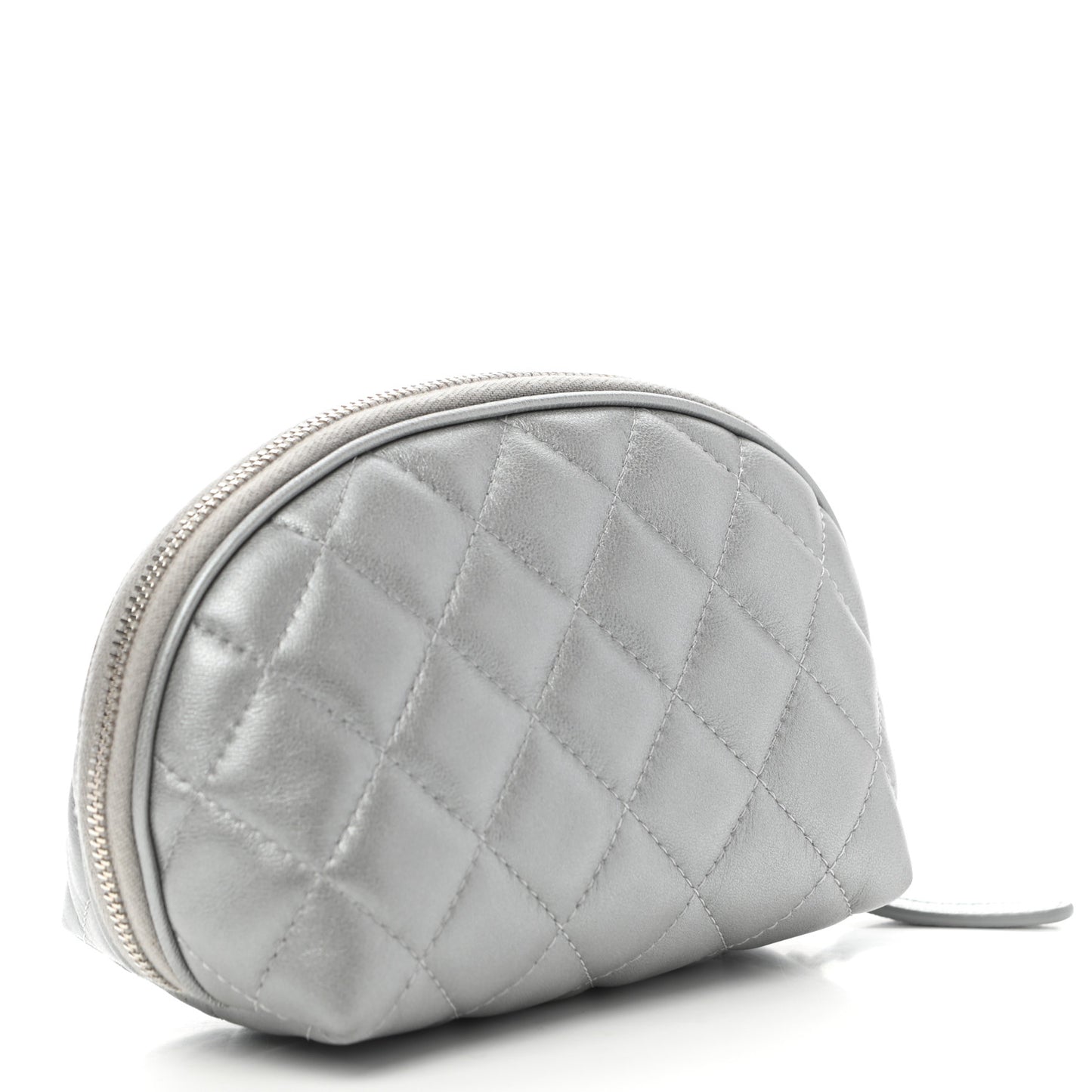 Metallic Lambskin Quilted Reissue Cosmetic Case Silver