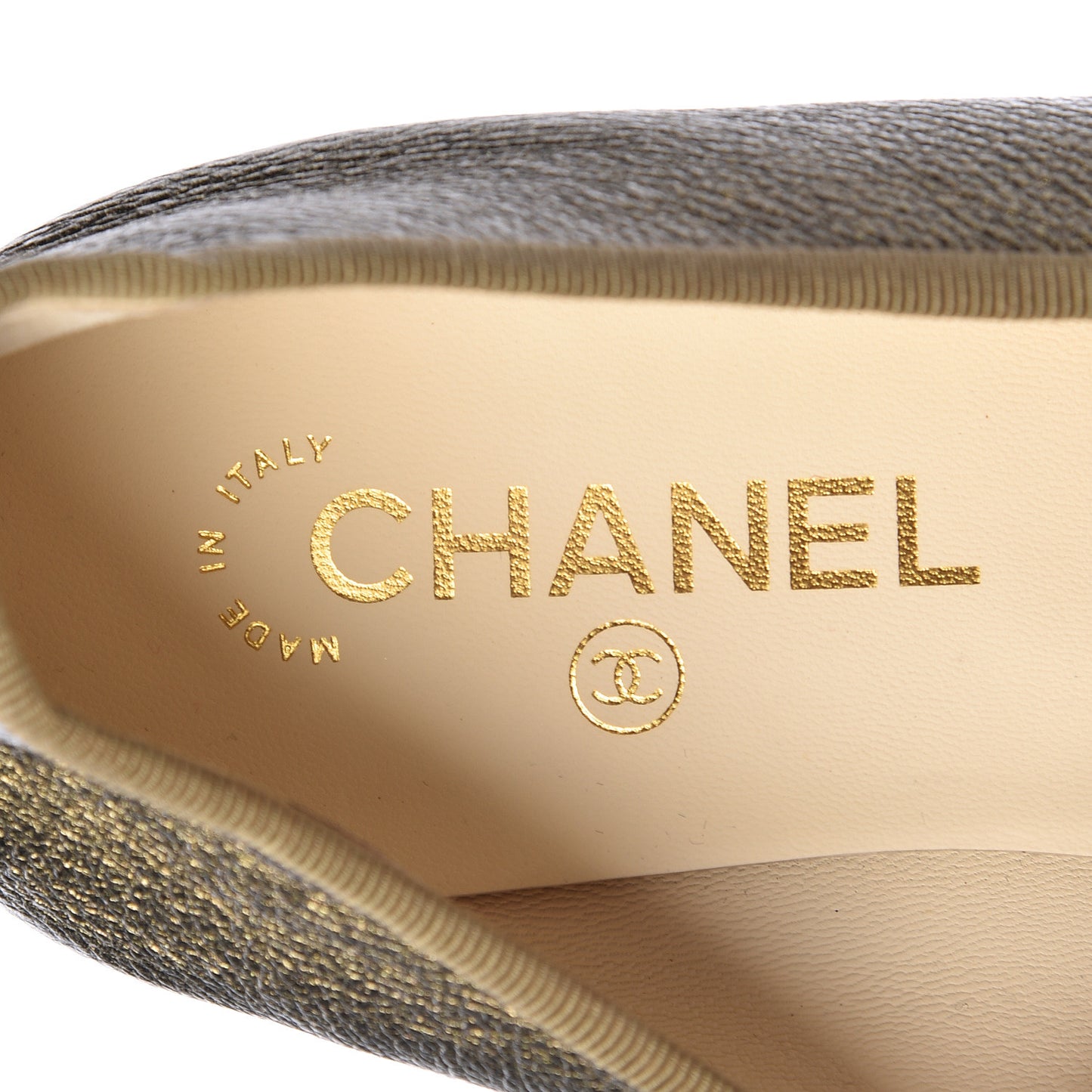 Metallic Calfskin Cap Toe CC Ballerina Flats 40 Gold