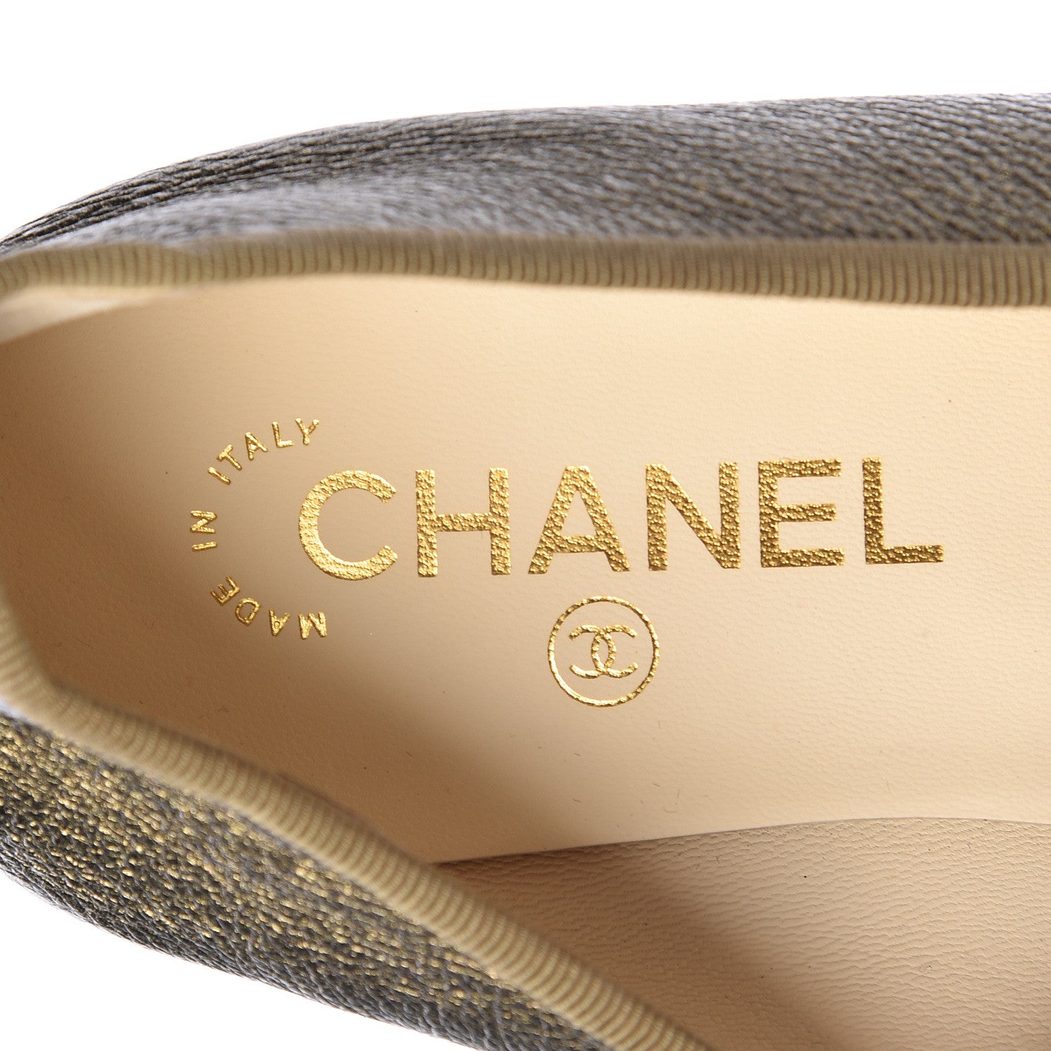 Chanel Metallic Calfskin Cap Toe CC Ballerina Flats 40 Gold 15 of 16