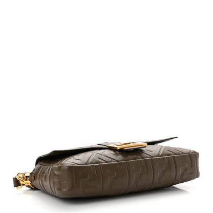 Fendi Nappa FF 1974 Embossed Large Baguette Wood 4 of 10
