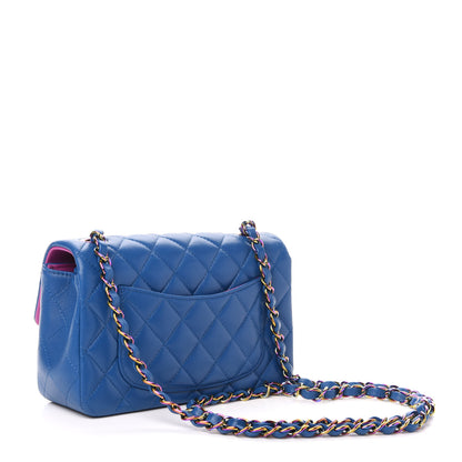 Chanel Lambskin Quilted Mini Rectangular Flap Blue Purple 3 of 11