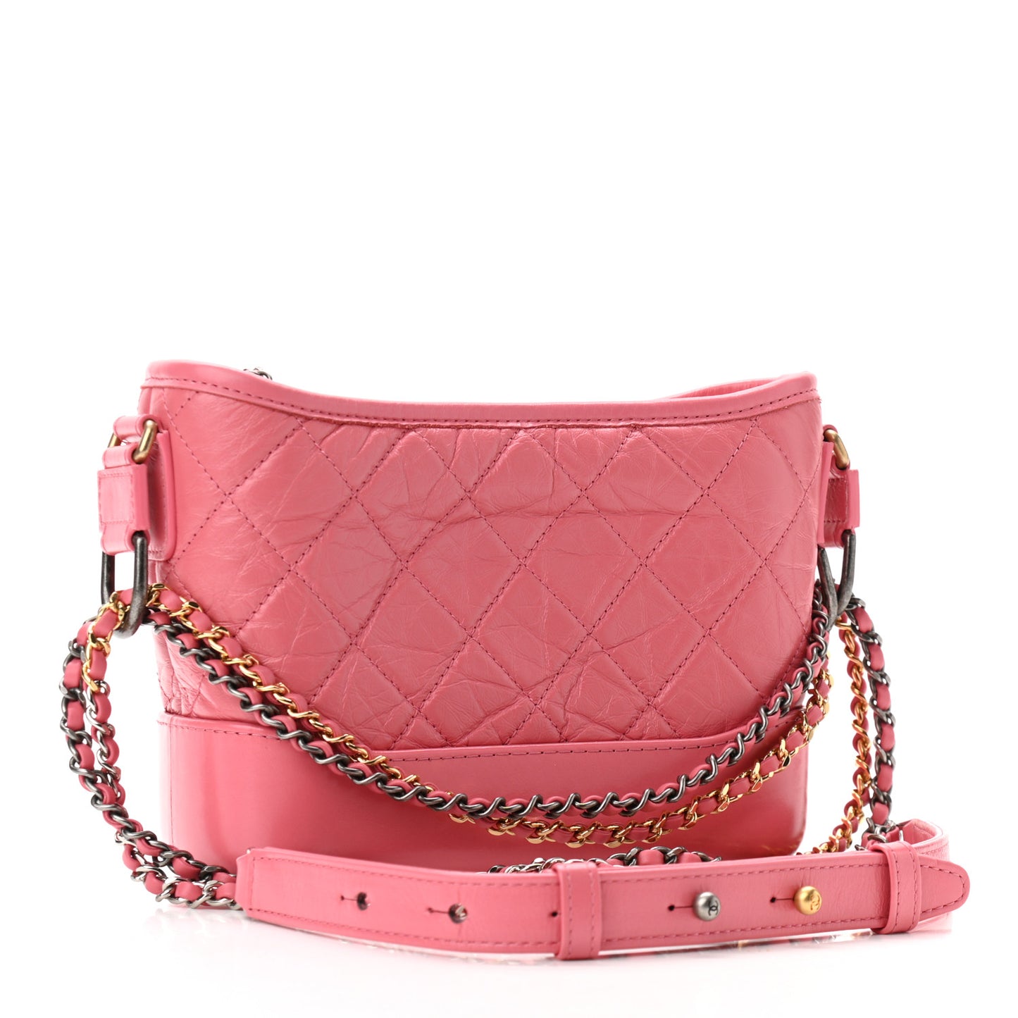 Aged Calfskin Quilted Small Gabrielle Hobo Rose