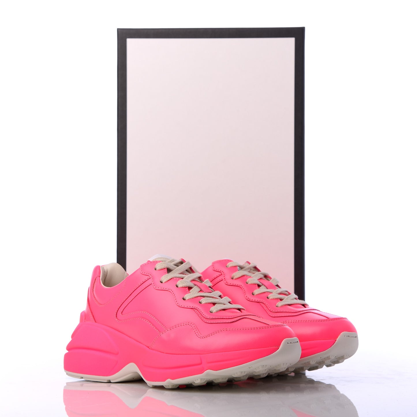 Calfskin Womens Rhyton Sneakers 35 Fluo Fuxia