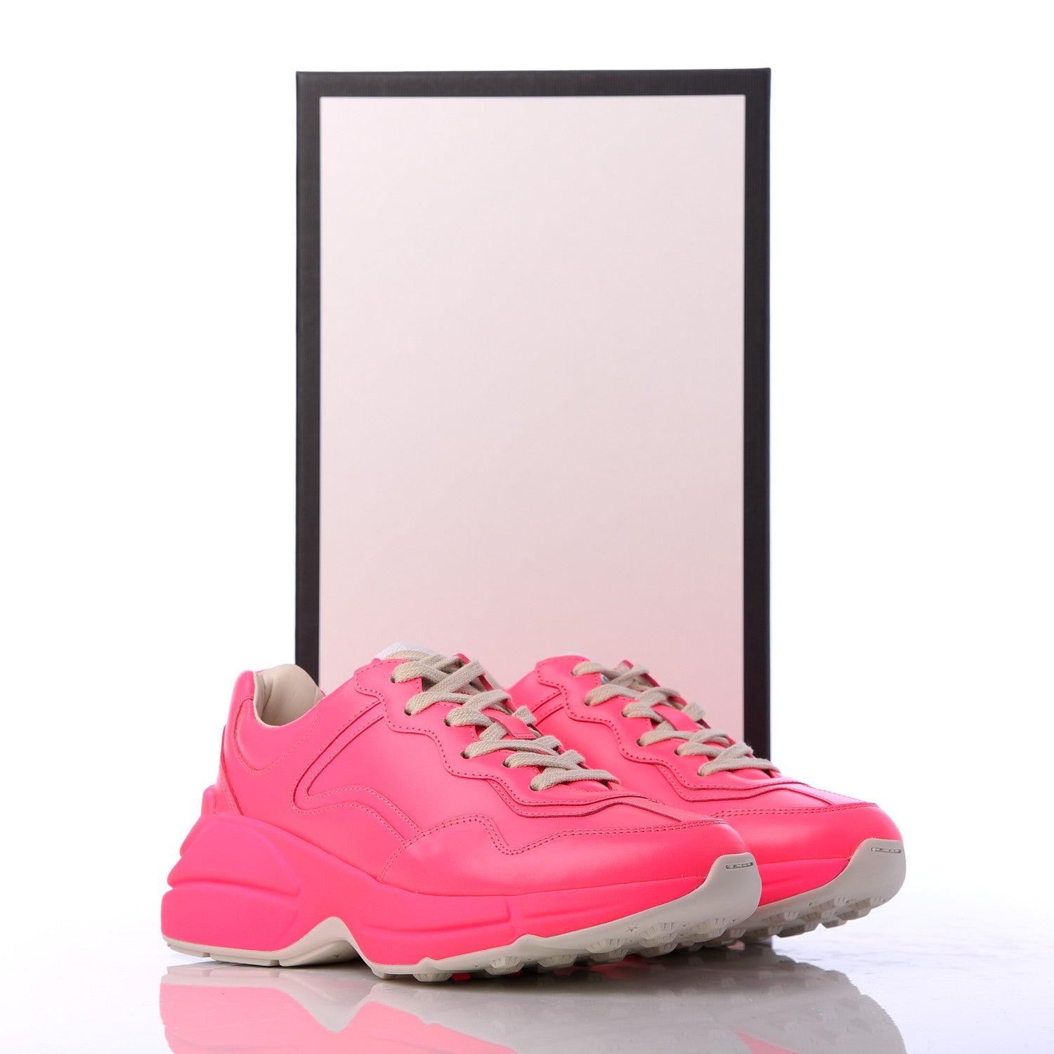 Gucci Calfskin Womens Rhyton Sneakers 35 Fluo Fuxia 13 of 13