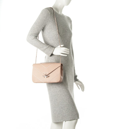 Chanel Caviar Chevron Large Single Flap Beige 2 of 7