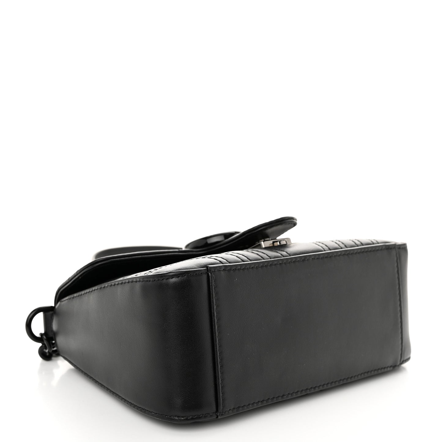 Calfskin Matelasse Monochrome GG Marmont Top Handle Shoulder Bag Black