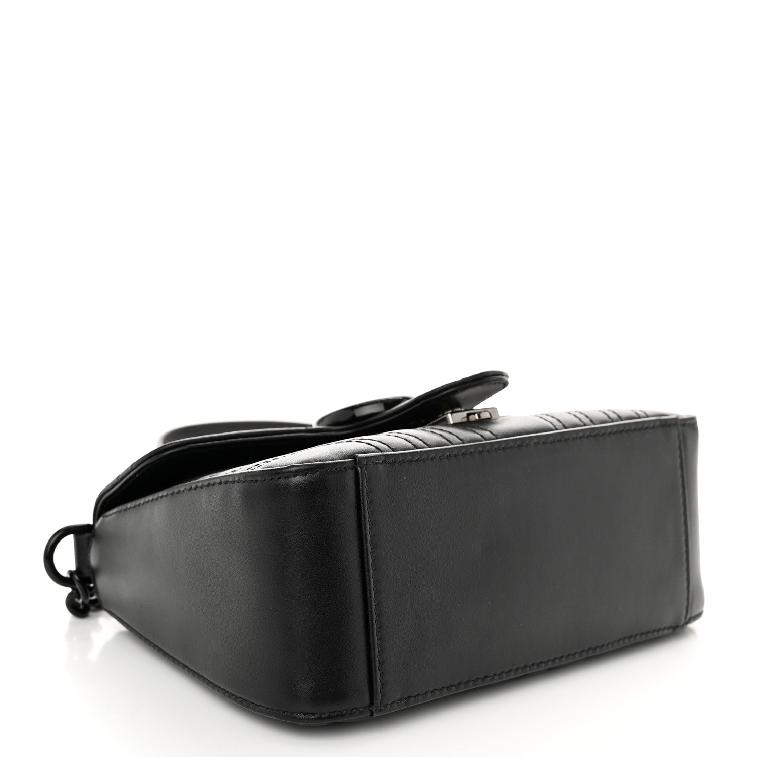 Gucci Calfskin Matelasse Monochrome GG Marmont Top Handle Shoulder Bag Black 4 of 10