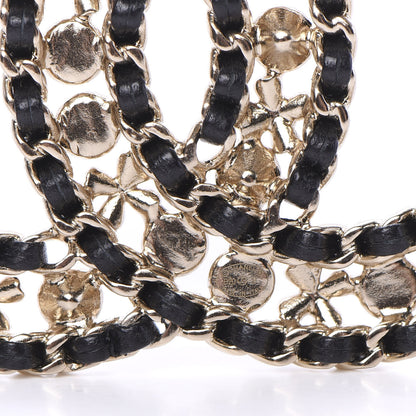 Chanel Metal Lambskin Crystal Sergeant Brooch Black Gold 3 of 4