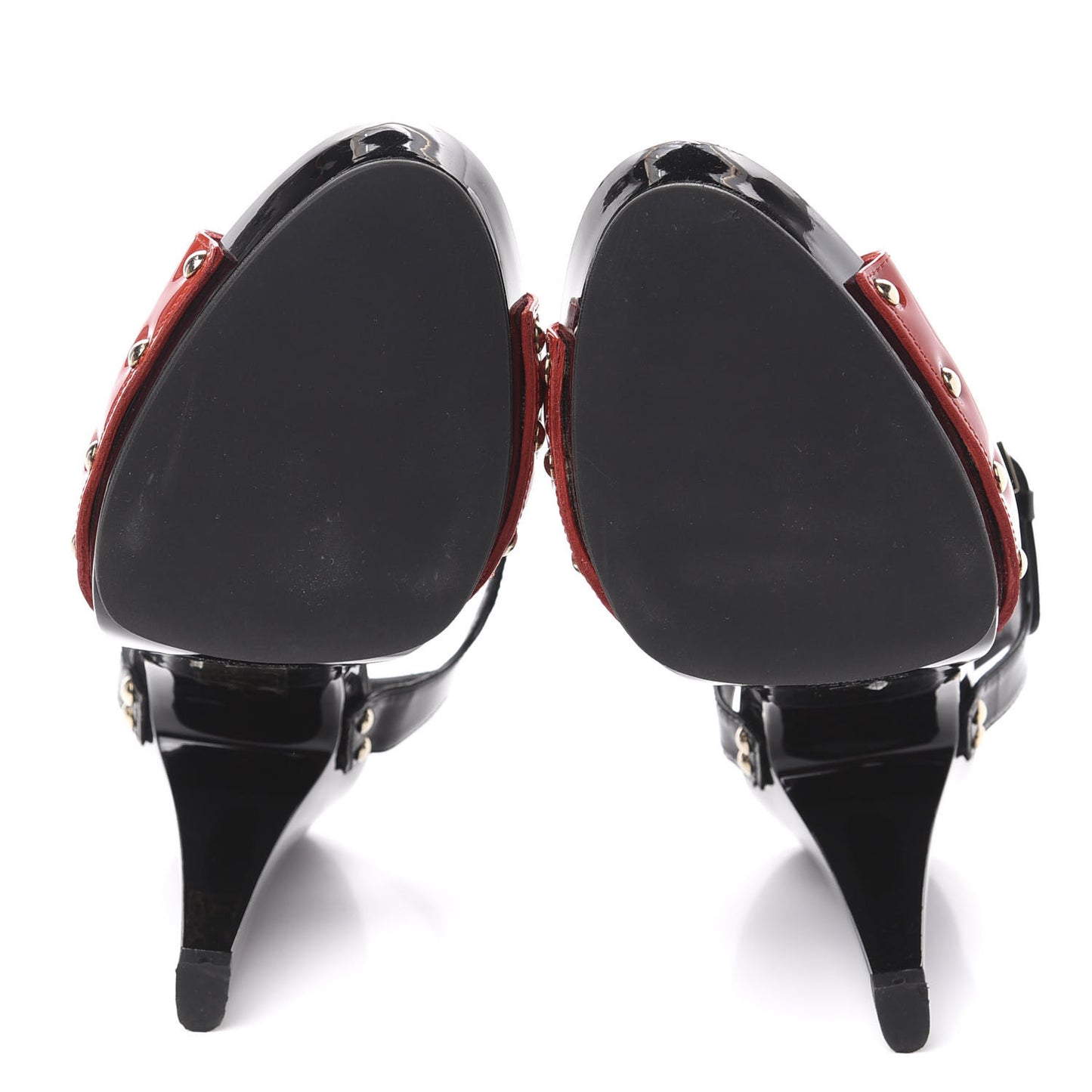 Patent Horsebit Peep Toe Heels 36.5 Black Red