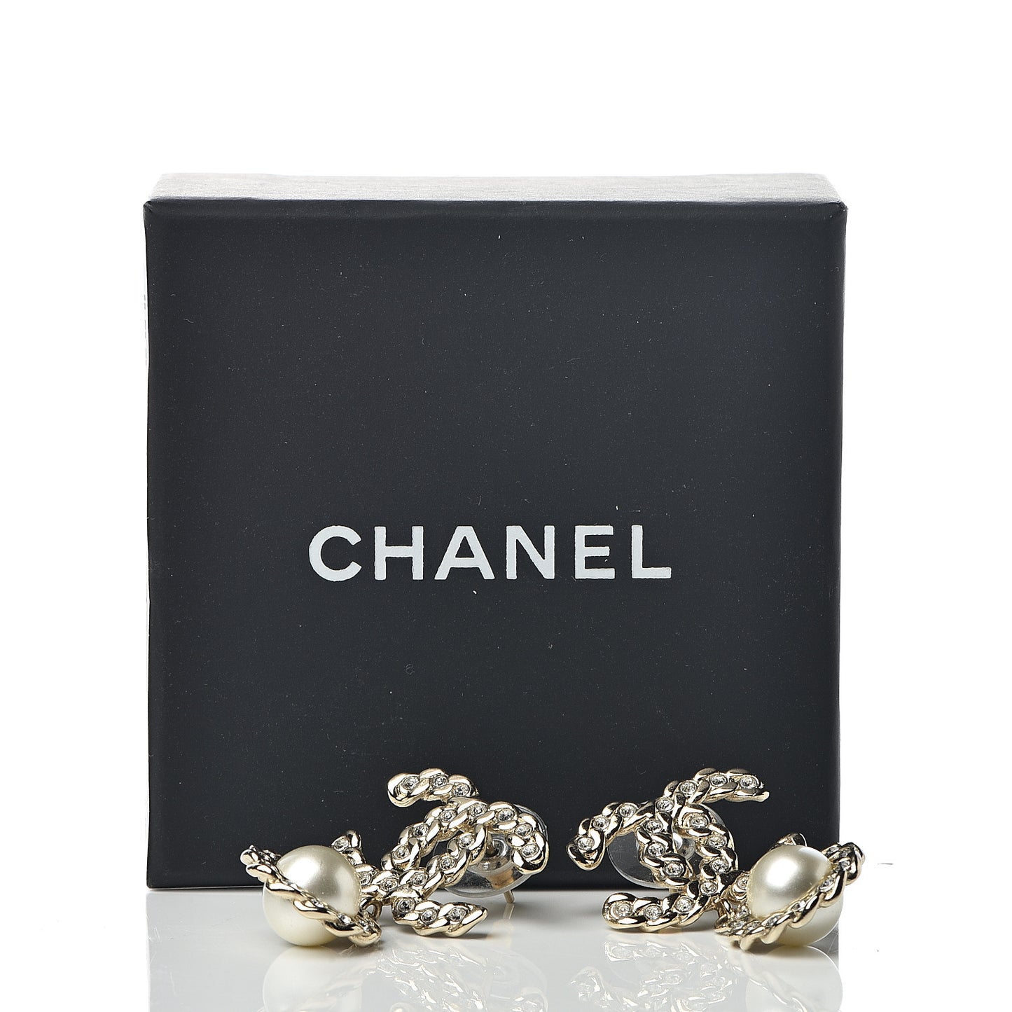 Crystal Pearl Pearls Coronation CC Drop Earrings Gold