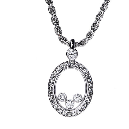 Chopard 18K White Gold Diamond Happy Diamonds Icons Oval Pendant Necklace 3 of 5