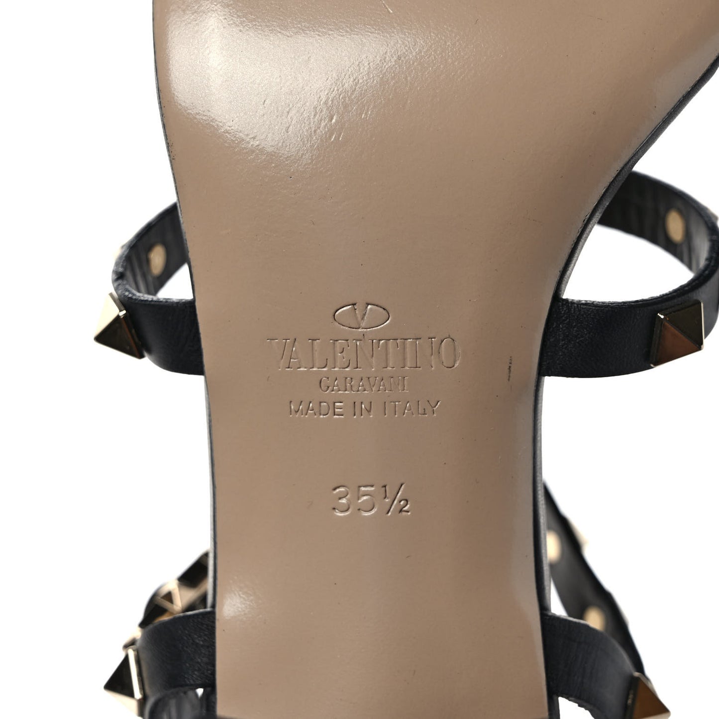 Calfskin Rockstud 60mm City Sandals 35.5 Black