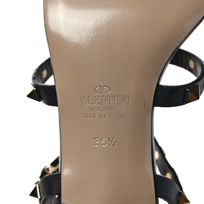 Valentino Garavani Calfskin Rockstud 60mm City Sandals 35.5 Black 6 of 7