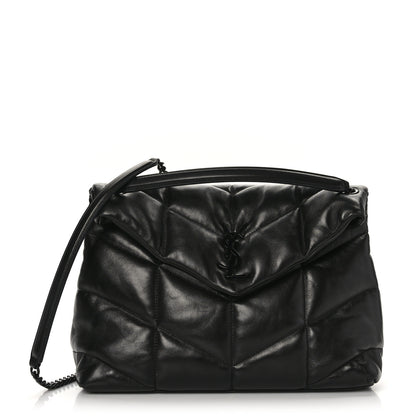 Saint Laurent Lambskin Quilted Monogram Monochrome Medium Loulou Puffer Chain Satchel Black 1 of 8